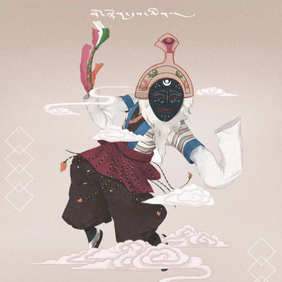 Illustration of Tibetan opera character in traditional mask - Tibetan Opera 2026 - The China Journey - Tibetan Opera 2026 - The China Journey