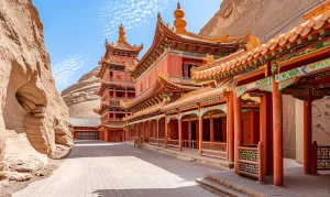 Tower at Mogao Caves Dunhuang displaying traditional Chinese architectural elegance in a desert cliffside setting - China Travel Guide, City Tours & Culture Tips - The China Journey - The China Journey - China Travel Guide, City Tours & Culture Tips - The China Journey - The China Journey Tower at Mogao Caves Dunhuang displaying traditional Chinese architectural elegance in a desert cliffside setting - China Travel Guide, City Tours & Culture Tips - The China Journey - The China Journey - China Travel Guide, City Tours & Culture Tips - The China Journey - The China Journey