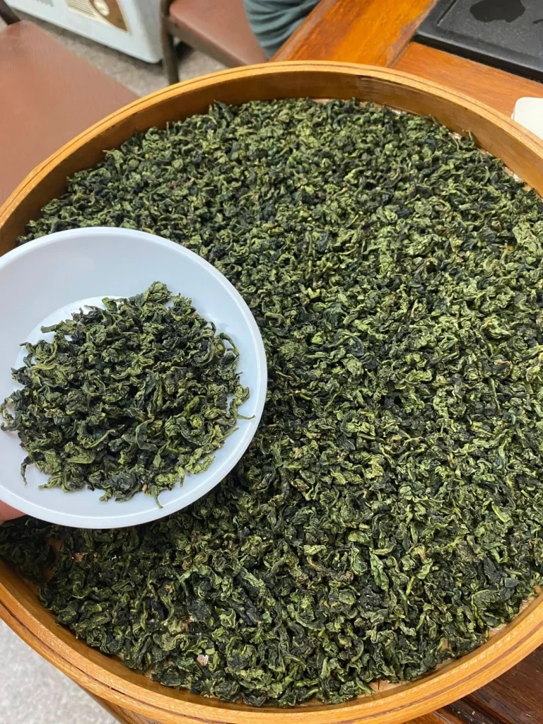 Large Bamboo Tray of Dried Tieguanyin Tea Leaves