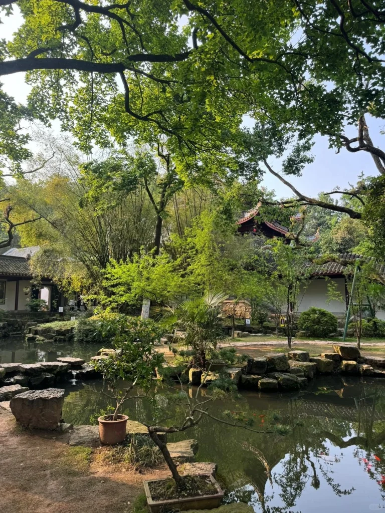 Yuelu Academy Changsha Serene garden view at Yuelu Academy a historic Confucian institution in Changsha China surrounded by lush greenery and traditional architecture