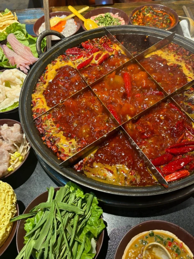 Chongqing old hotpot by Hongya Cave Authentic and spicy hotpot with a variety of meat and veggies