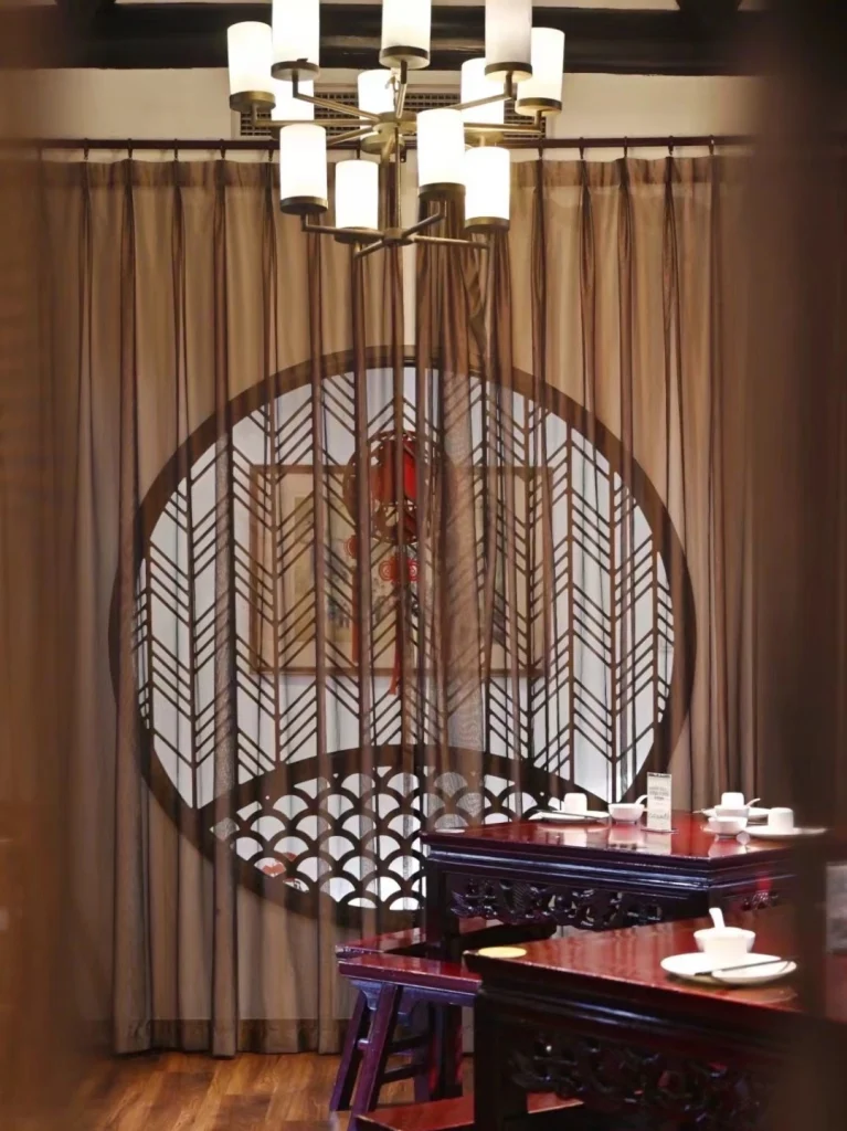 Cozy and stylish interior at Songhelou with classic Chinese design elements