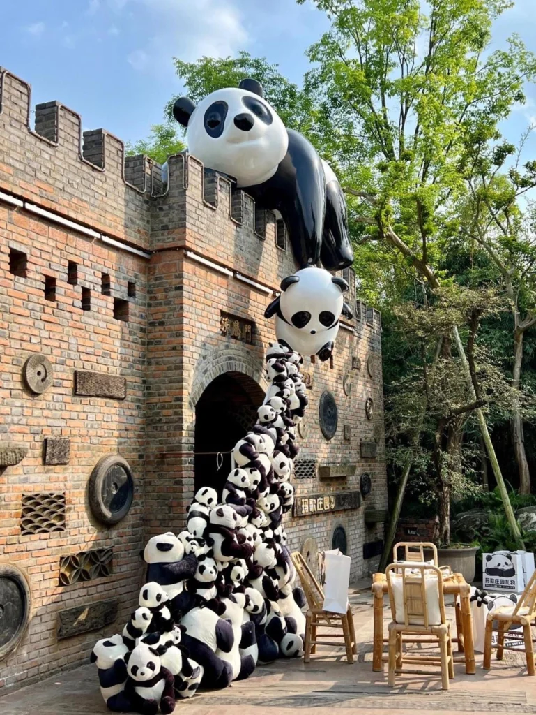 Scenic Chengdu Streets Bustling streets in Chengdu lined with vibrant decorations capturing the lively urban atmosphere of the city