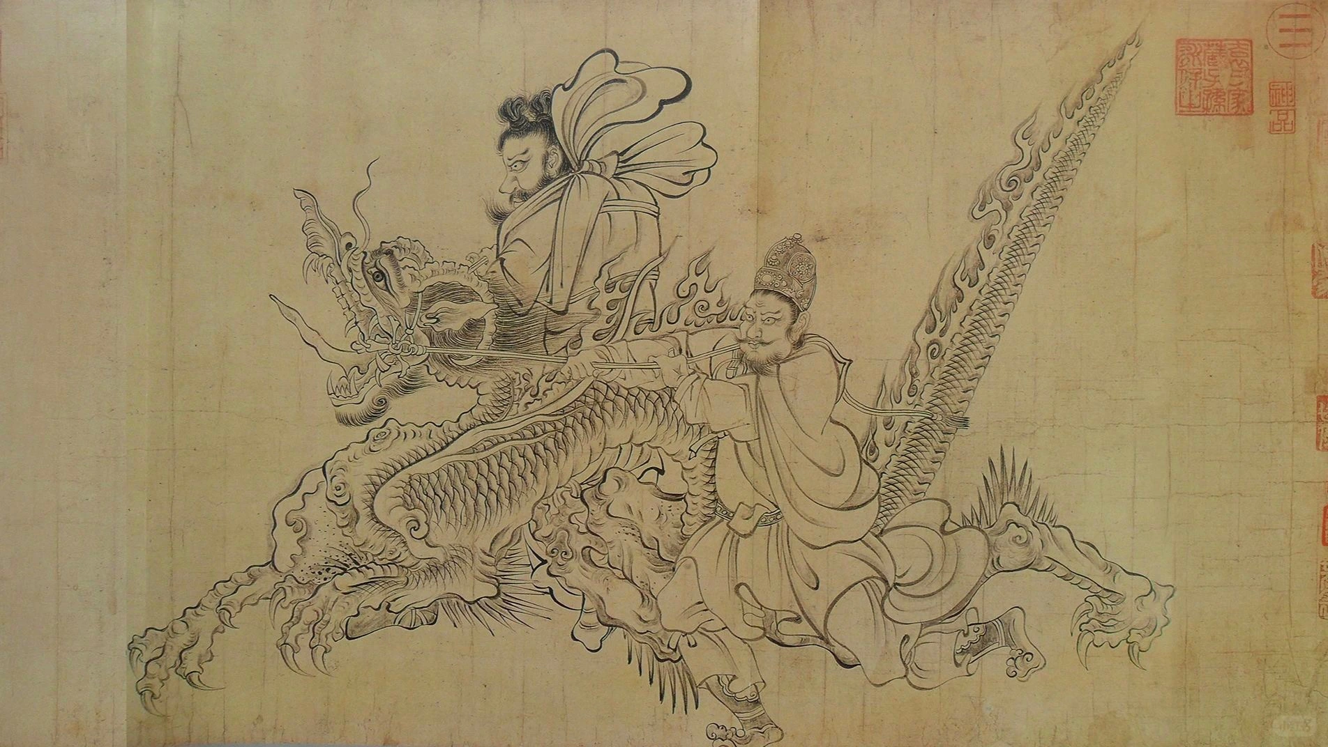 Songzi Tianwang painting – Mythical Chinese deity riding dragon in detailed ink linework by Wu Daozi, symbolizing fertility and protection. - Tang Dynasty (618–907): China’s Golden Age of Culture & Power 2026 - The China Journey Songzi Tianwang painting – Mythical Chinese deity riding dragon in detailed ink linework by Wu Daozi, symbolizing fertility and protection. - Tang Dynasty (618–907): China’s Golden Age of Culture & Power 2026 - The China Journey