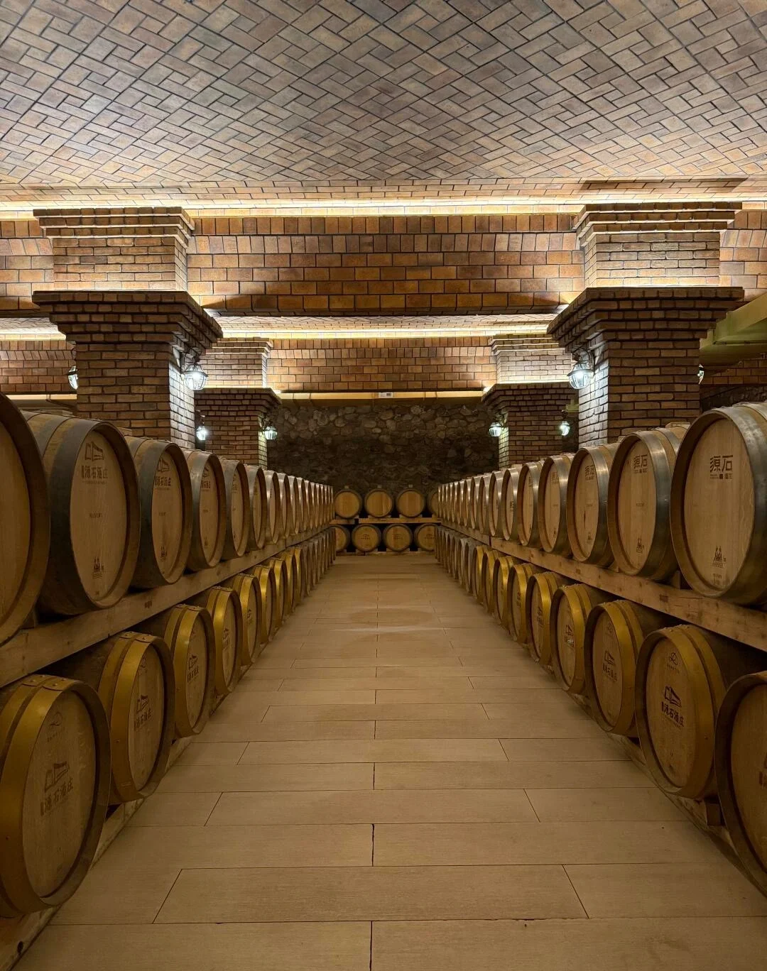Helan Mountain East Foothill Winery Symmetrical wine cellar with wooden barrels in brick arched underground storage room - Ningxia Travel Guide: Routes, Desert & Culture 2026 - The China Journey Helan Mountain East Foothill Winery Symmetrical wine cellar with wooden barrels in brick arched underground storage room - Ningxia Travel Guide: Routes, Desert & Culture 2026 - The China Journey