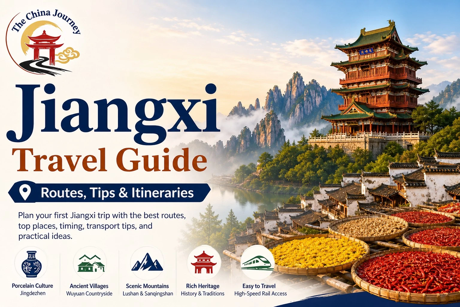 Jiangxi seyahat rehberi, rotalar, güzergahlar, dağlar, köyler, porselen kültürü, doğal güzellikler, genel bakış
