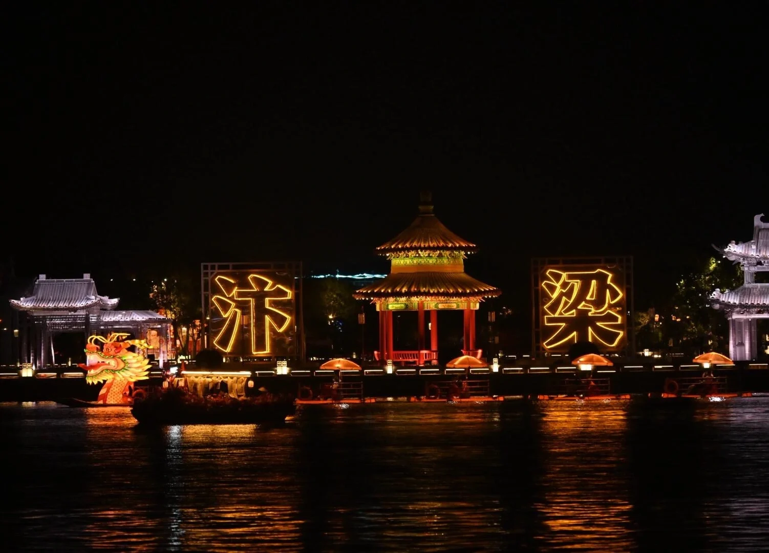 Padiglione notturno sul fiume a Kaifeng: il tradizionale padiglione cinese e le luci delle lanterne si riflettono sul fiume tranquillo - Guida di viaggio dell'Henan: i migliori itinerari per una prima visita 2026 - The China Journey Padiglione notturno sul fiume a Kaifeng: il tradizionale padiglione cinese e le luci delle lanterne si riflettono sul fiume tranquillo - Guida di viaggio dell'Henan: i migliori itinerari per una prima visita 2026 - The China Journey