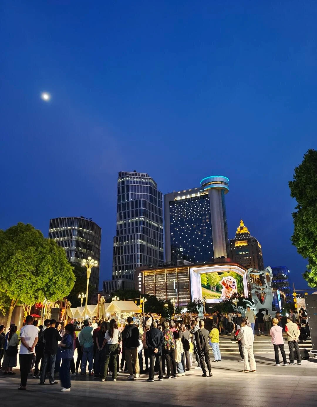 Vista noturna da Praça Wulin, no centro de Hangzhou, com seu horizonte moderno, multidões reunidas em torno de telas digitais e uma atmosfera urbana vibrante - Onde ficar em Hangzhou: Melhores áreas e hotéis em 2026 - The China Journey Vista noturna da Praça Wulin, no centro de Hangzhou, com seu horizonte moderno, multidões reunidas em torno de telas digitais e uma atmosfera urbana vibrante - Onde ficar em Hangzhou: Melhores áreas e hotéis em 2026 - The China Journey