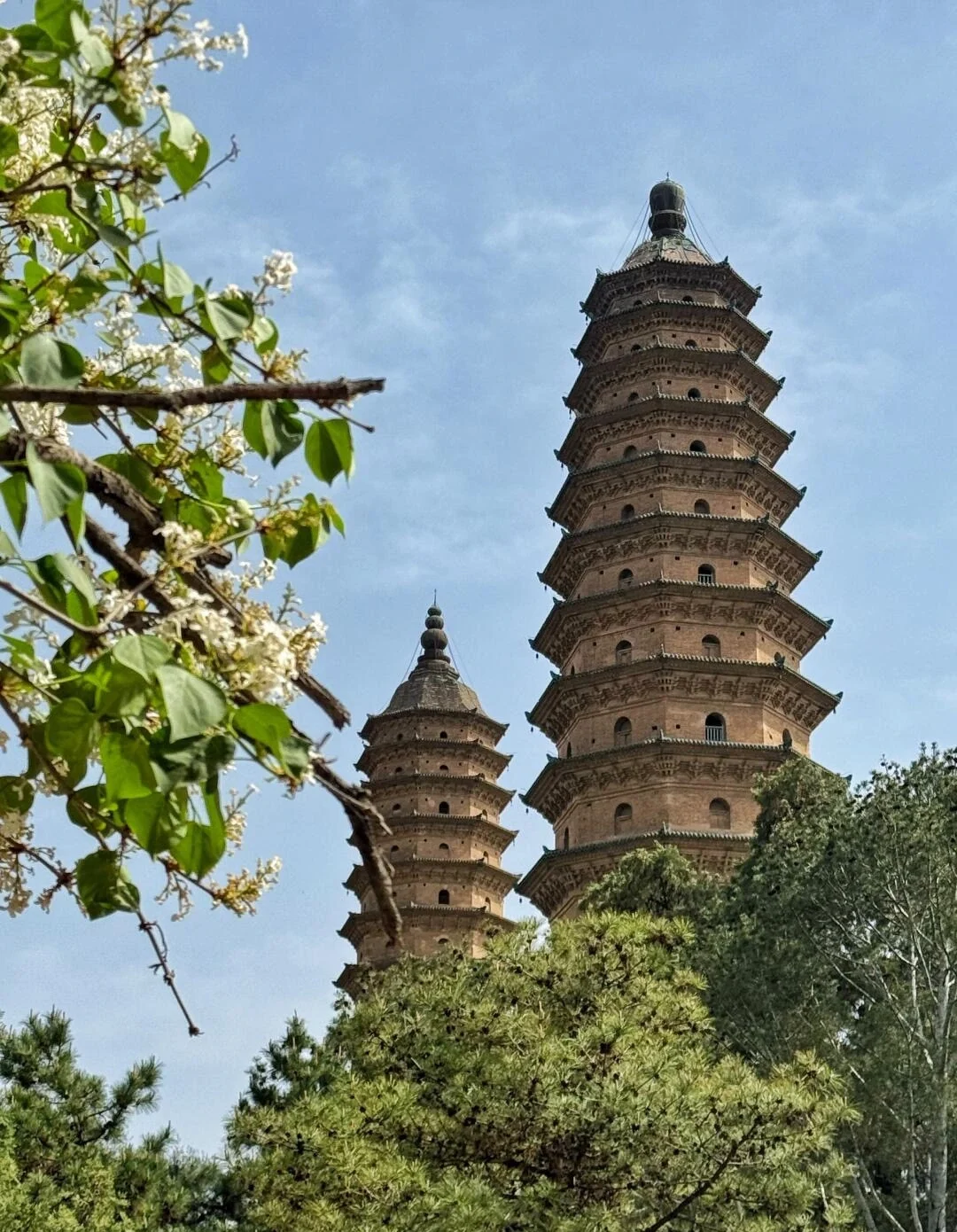 Yongzuo-templets tvillingepagoder i Taiyuan, gamle murstenspagoder over træerne med ikonisk buddhistisk arkitektur og kulturarv - Taiyuan rejseguide: Bedste rejseplan og tips 2026 - The China Journey Yongzuo-templets tvillingepagoder i Taiyuan, gamle murstenspagoder over træerne med ikonisk buddhistisk arkitektur og kulturarv - Taiyuan rejseguide: Bedste rejseplan og tips 2026 - The China Journey