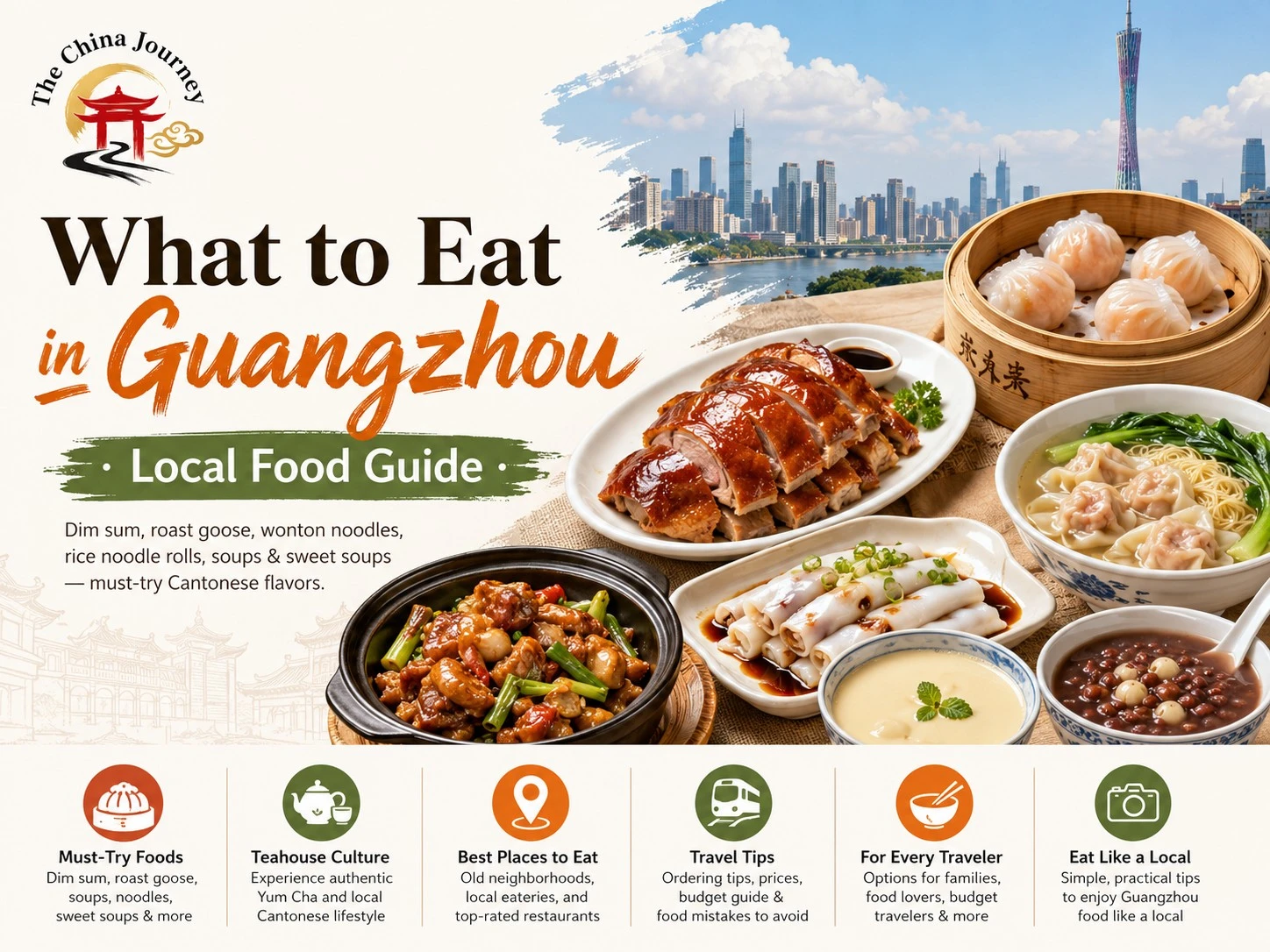 Panduan makanan Guangzhou dengan mi wonton angsa panggang dim sum dan pencuci mulut Kantonis