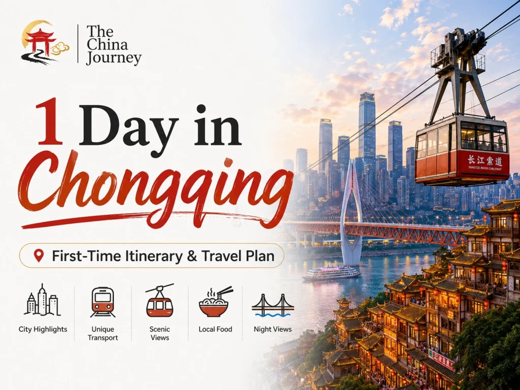 1 Day in Chongqing itinerary city skyline Yangtze River cableway Hongya Cave local food and night views