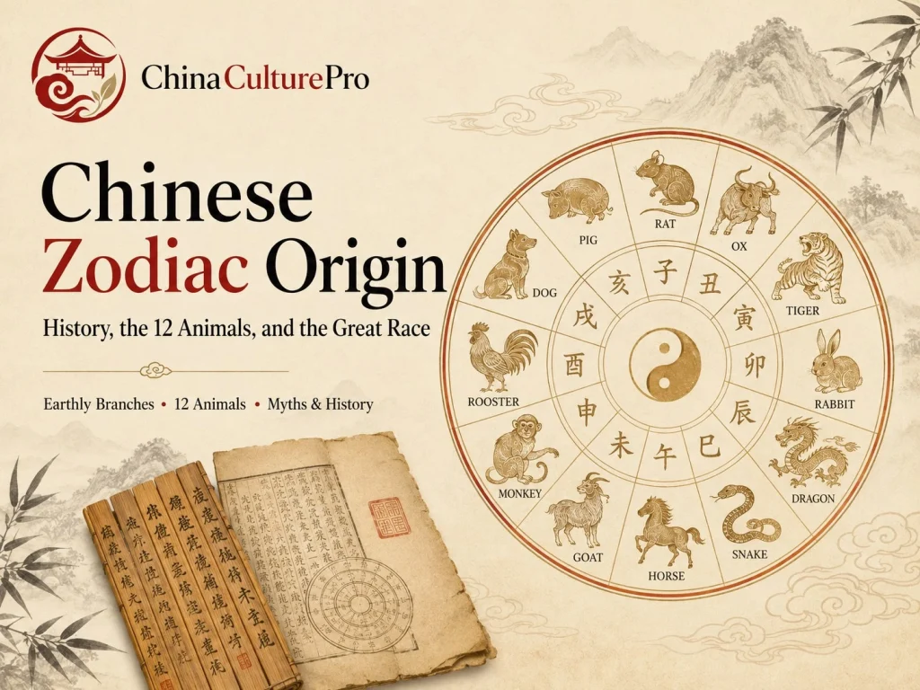 Chinese Zodiac Origin guide with twelve animals Earthly Branches Great Race and ancient bamboo slips