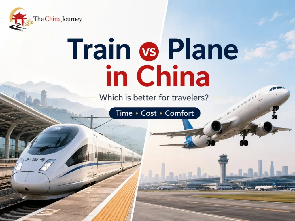 Train vs Plane in China Which Is Better for Travelers with high speed train airplane airport and travel comparison design